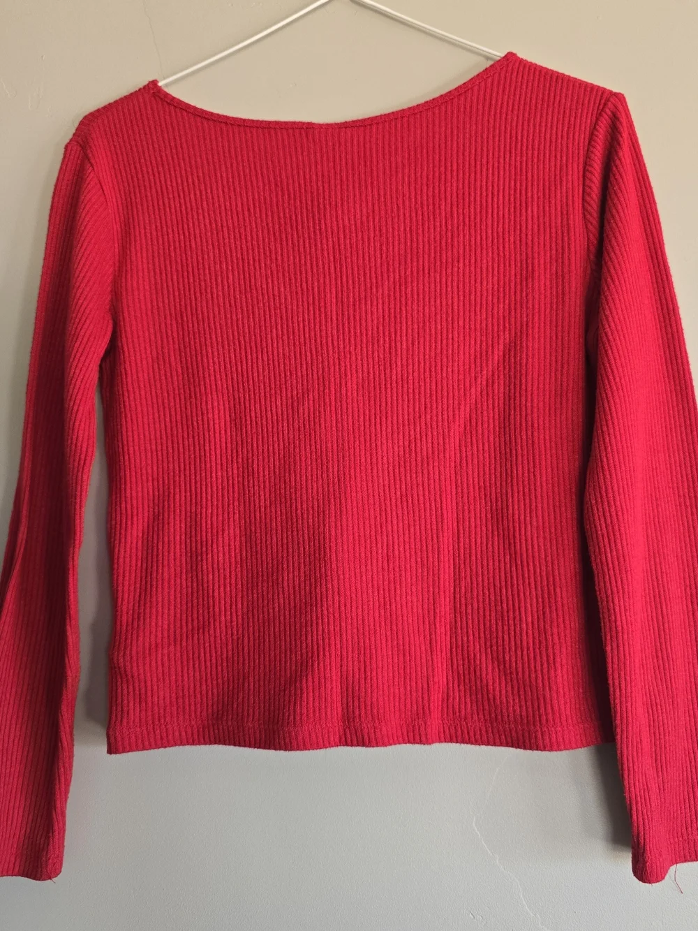 Old Navy Red Ribbed Tie-Front Cardigan